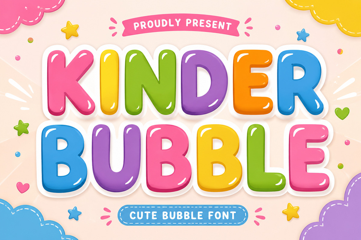 Kinder Bubble - Cute Bubble Font, a Sans Serif Font by Limited.studio (Photo 1 of 5)