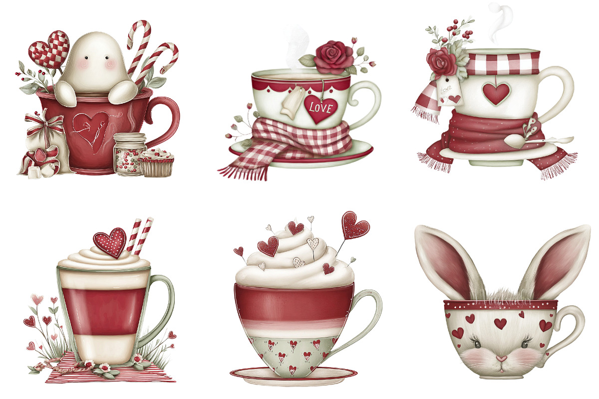Valentine's Day Coffee Cup Clipart, an Illustration by DreamArtGraphic (Photo 5 of 5)