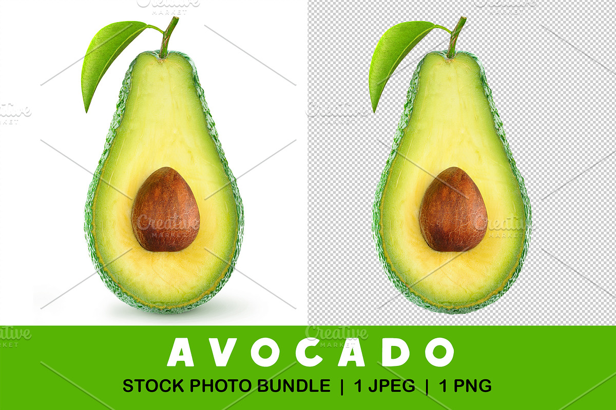 Half of avocado with seed