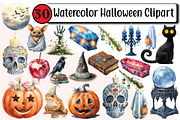 Watercolor Halloween Clipart, an Illustration by Design Market (Thumbnail 1 of 3)