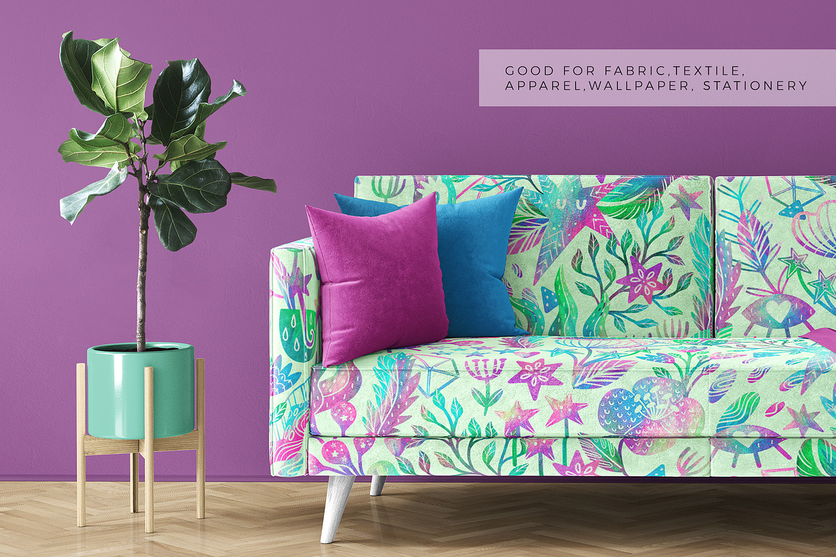 Vibrant Floral Space Pattern, a Pattern Graphic by Velliniki (Photo 9 of 10)