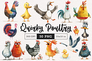 Funny Poultry Bird Clip art, an Animal Illustration by PaintPixelCo (Thumbnail 1 of 9)