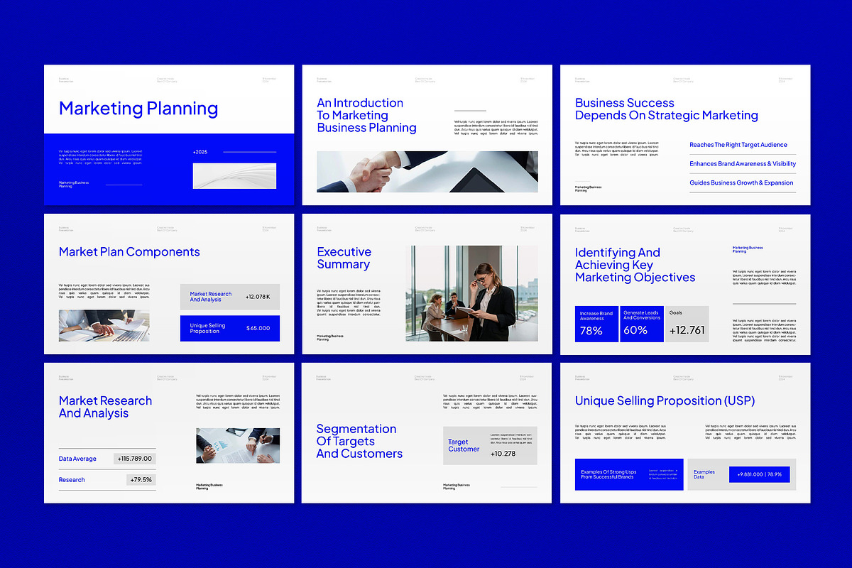 White Blue Marketing Plan PPT, a Presentation Template by graphicook (Photo 2 of 4)