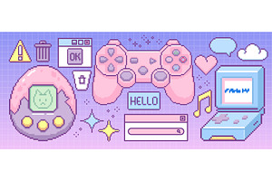Retro pixel computer game icons, an Object Illustration by art PVP - market