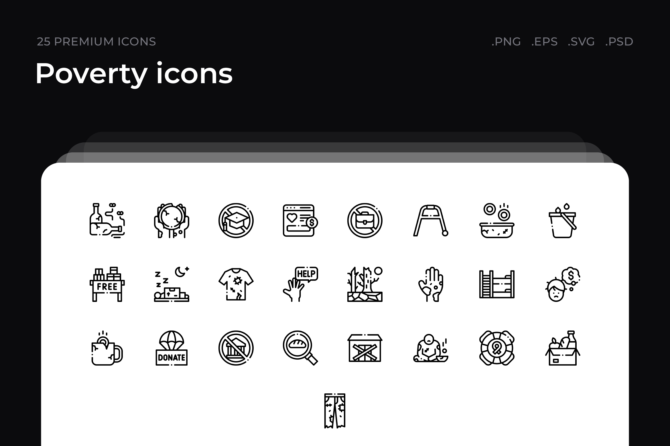Poverty icons, an Outline Icon by Wencory