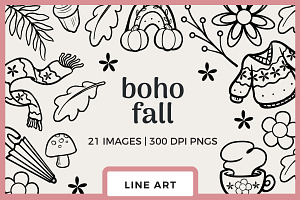 Boho Fall Line Drawing