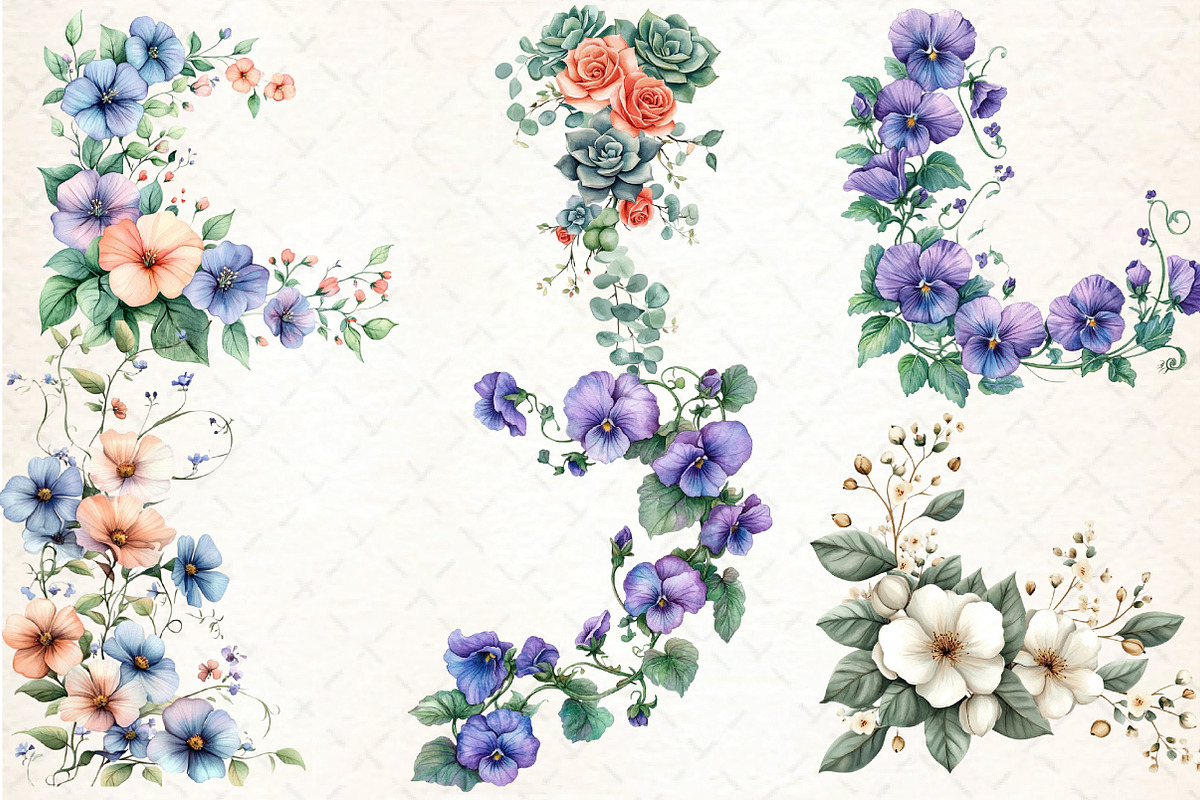 Wild Flowers Floral Border Clipart, an Illustration by DreamCafeArt (Photo 5 of 6)