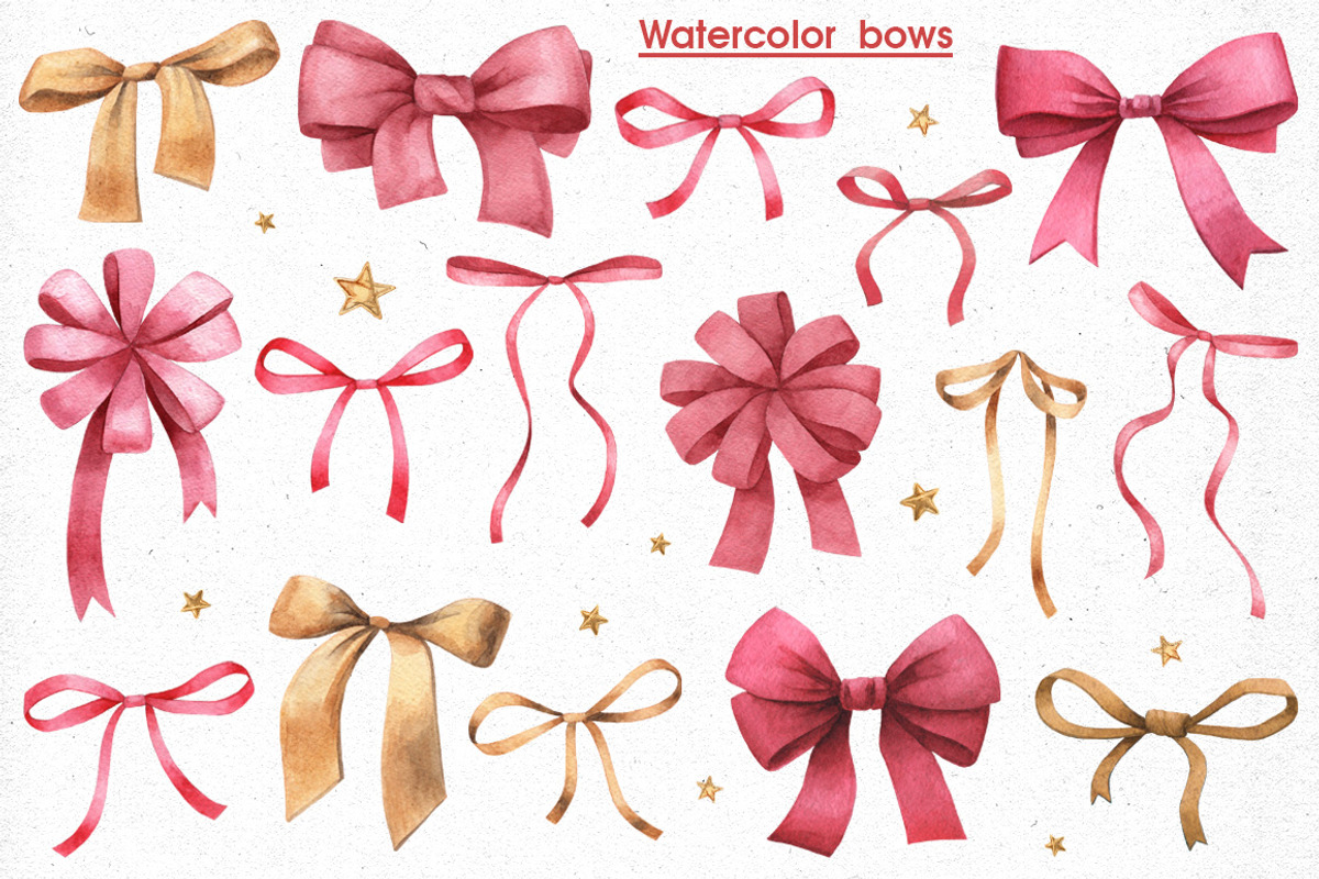 Elegant watercolor bows set, a Decorative Illustration by Anastasia Koba (Photo 2 of 3)