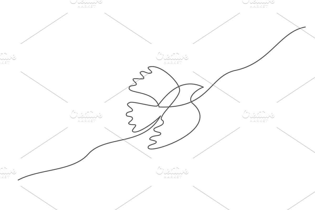 Bird One line drawing on white, an Object Illustration by IhorZigor