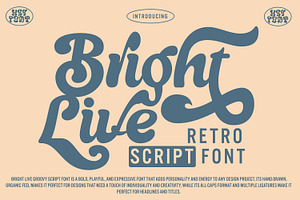 Bright Live - Retro Script Font, a Script Font by HeyFonts