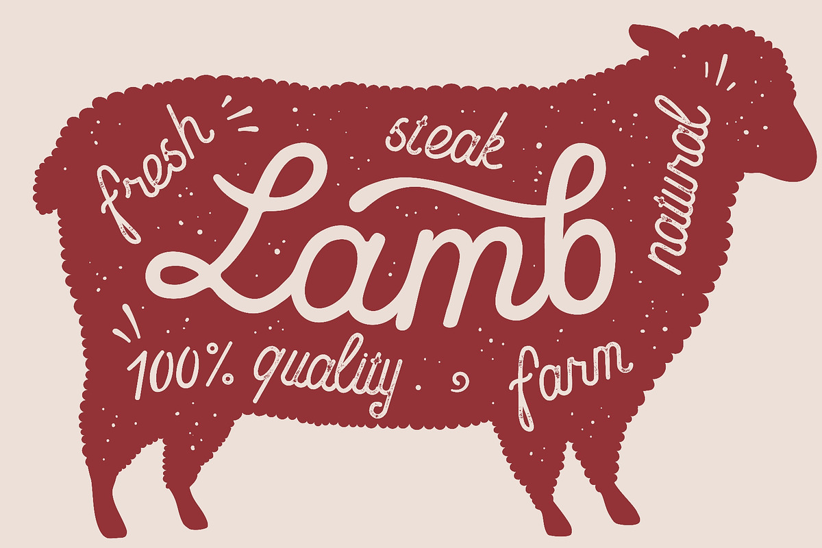 Sheep, lamb, lettering. Silhouette, a Food Illustration by Foxys Graphic (Photo 2 of 3)