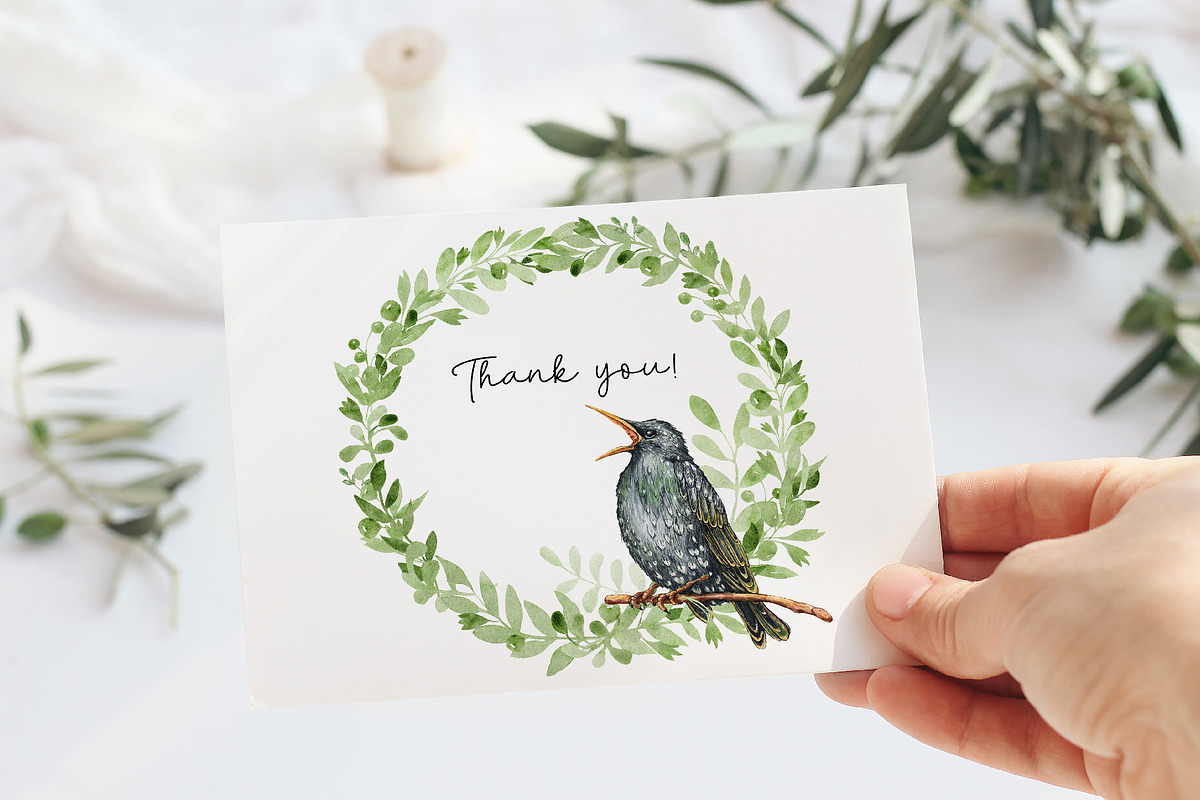 Starling family, spring bird, plants, an Animal Illustration by Artmanata (Photo 16 of 16)