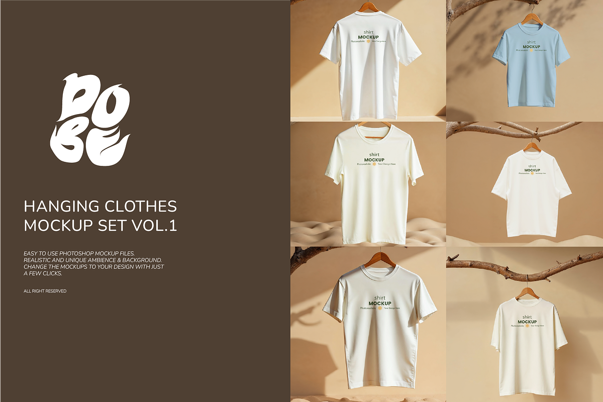 Hanging Clotes Mockup Set - Vol 1, a Shirt Mockup by DOBE Studio (Photo 1 of 4)