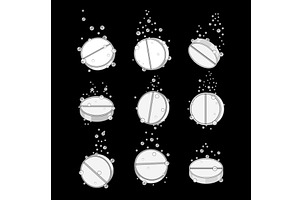 Effervescent tablets dissolving in, an Object Illustration by pikepicture