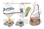 Watercolor Camping Clipart. Forest, an Animal Illustration by NKTKNS (Thumbnail 2 of 5)