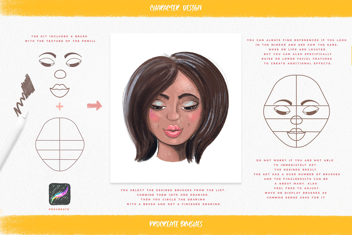 Faces & Emotions Procreate Brush, a Brush Add-On by Spasibenko Art (Photo 4 of 10)