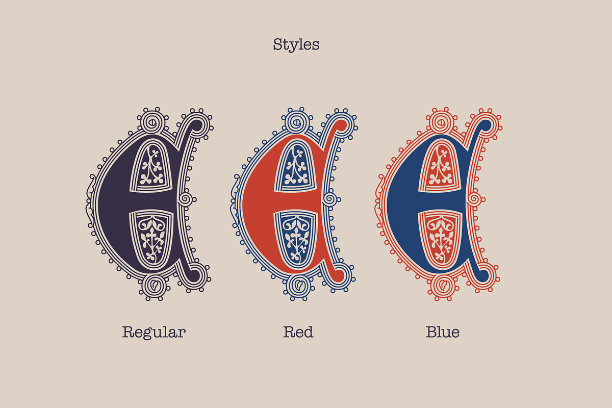 Latin Initials Gothic font family, a Blackletter Font by kaer_shop (Photo 3 of 12)