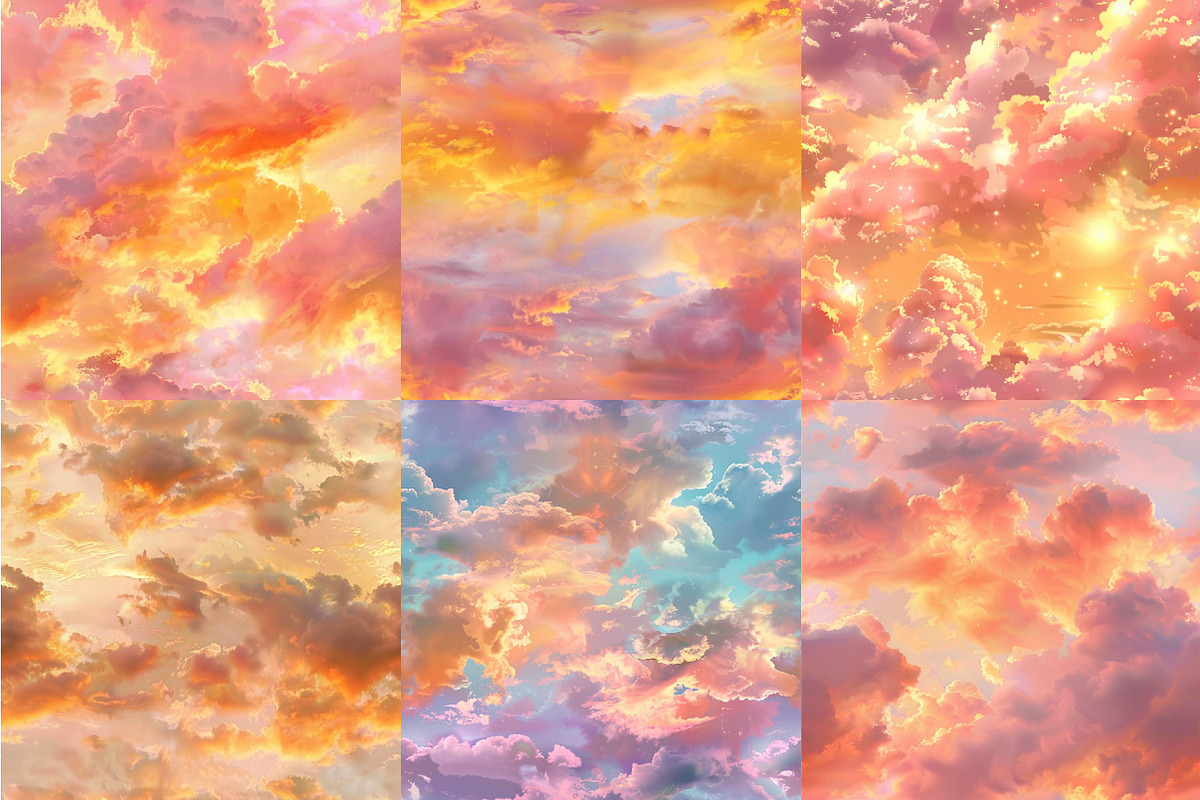 Sunset Cloudy Skies Backgrounds, a Texture Illustration by DreamPrint404 (Photo 2 of 6)