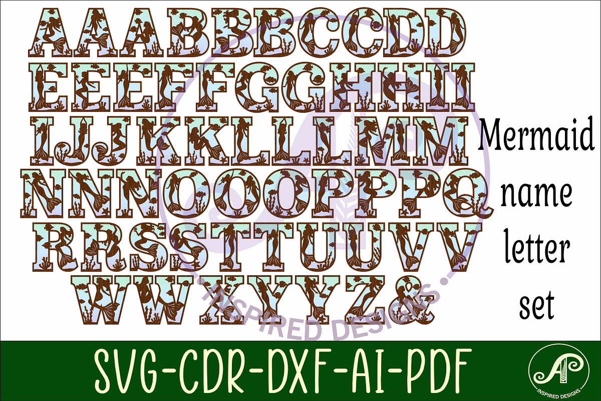 Mermaid alphabet set. 2 layer letter, an Object Graphic by A P Inspired Designs (Photo 7 of 7)