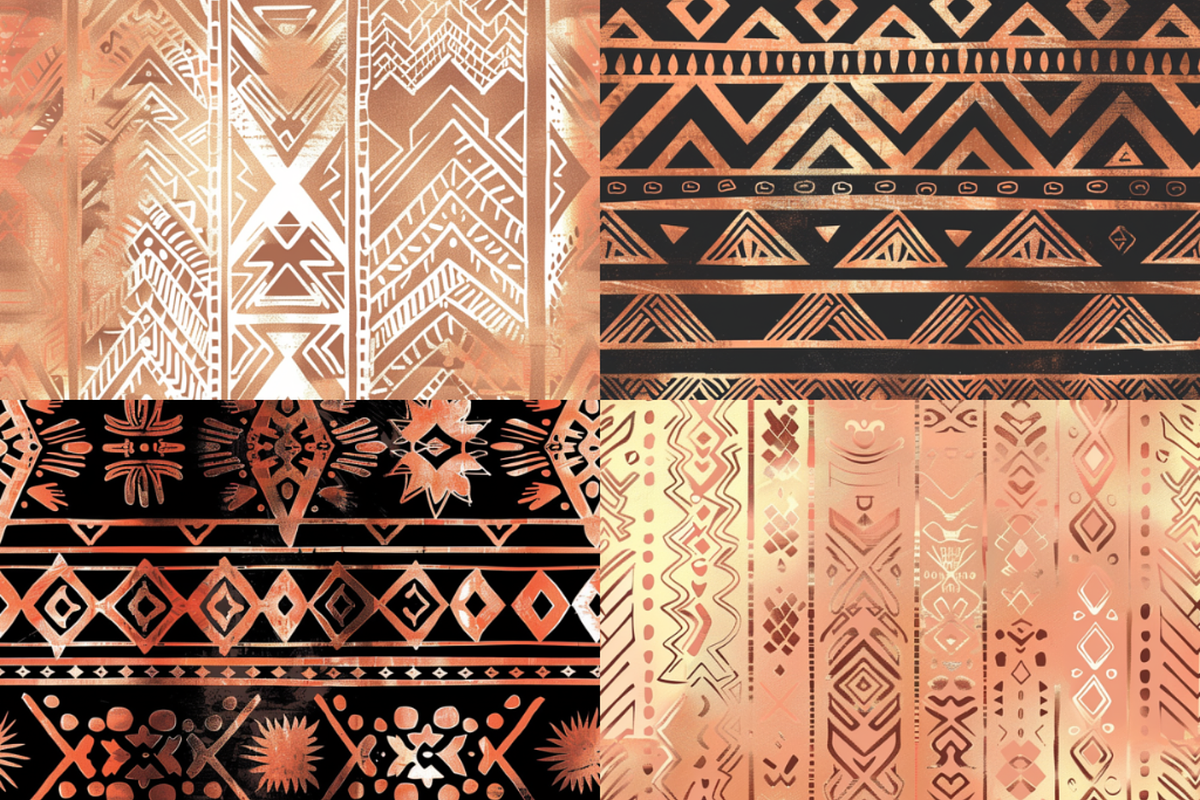 Rose Gold Tribal Seamless Patterns, a Pattern Graphic by PrintablesByFranklyn (Photo 4 of 6)