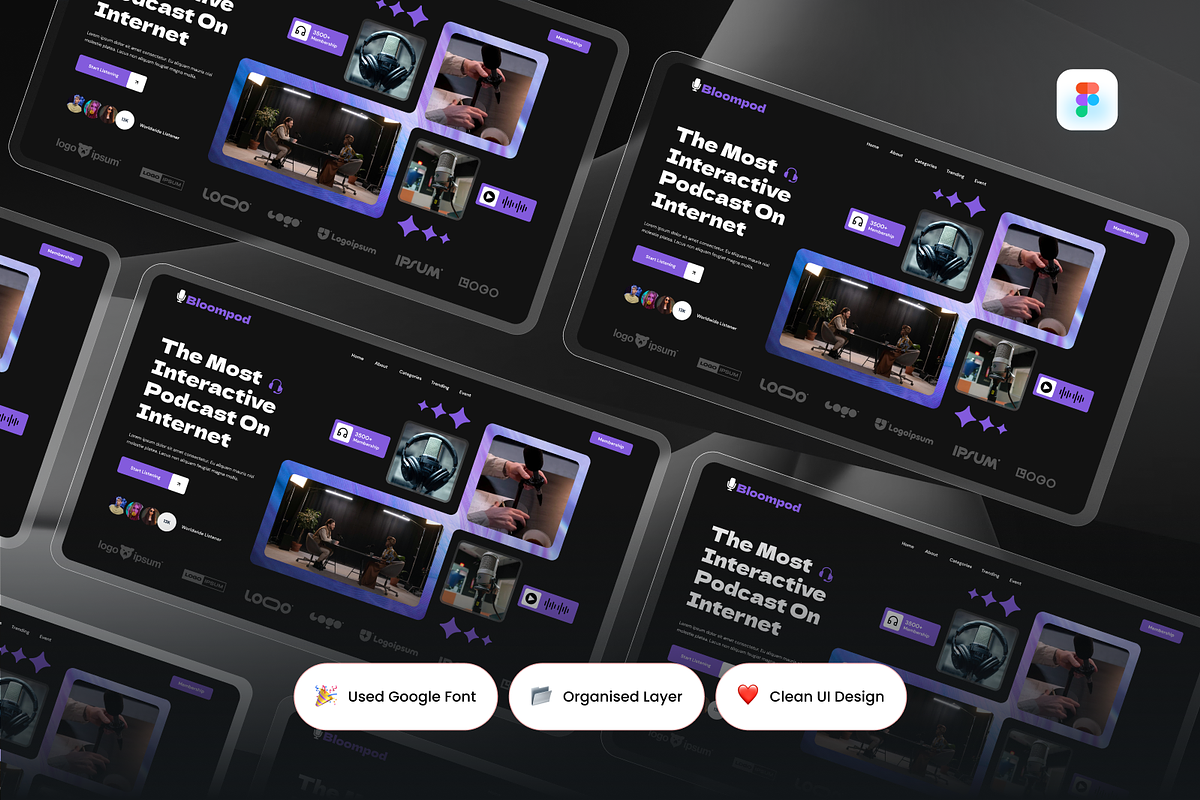 Bloompod - Podcast Hero Header, an UI Kit Template by SquidPixey (Photo 2 of 3)