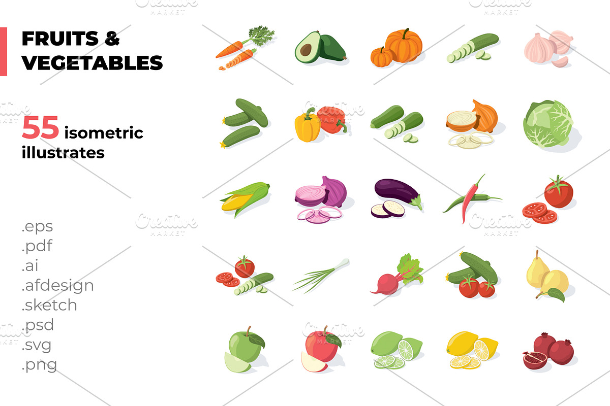 Fruits & Vegetables icons, a Food Illustration by AIWD (Photo 1 of 2)