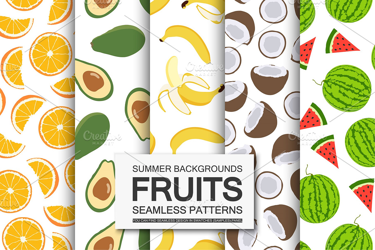 Bright seamless fruits patterns, a Pattern Graphic by ExpressShop (Photo 1 of 6)