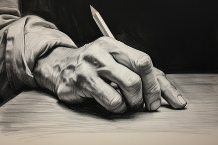 Painting of the hands of the old man, a Photo by Iftikhar Alam