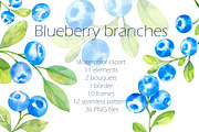 Blueberries, watercolor clipart, a Decorative Illustration by EshaStudio (Thumbnail 2 of 11)