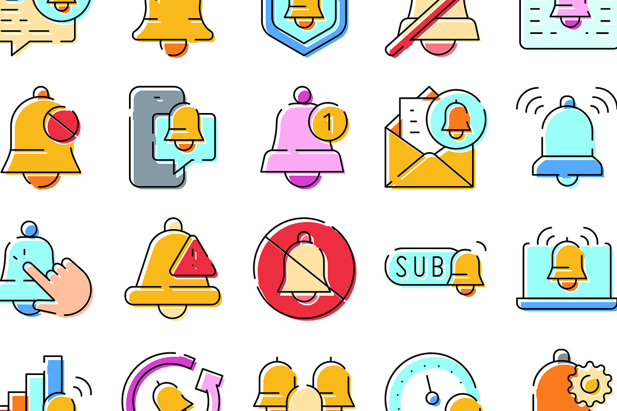 Notification bell icons set for, an Object Graphic by pikepicture (Photo 3 of 3)