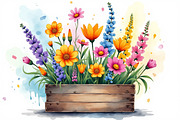 Wildflowers In Wooden Box Clipart Ki, an Illustration by hafijul (Thumbnail 14 of 14)