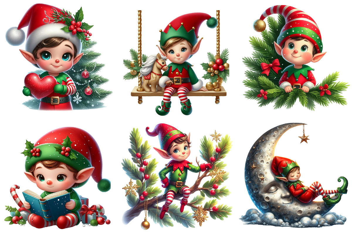 Christmas Elf Boy Girl Clipart, an Object Illustration by Libby Wishes (Photo 2 of 5)
