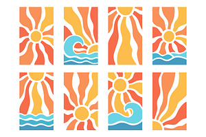 Sun rays and sea waves background