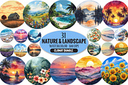 Nature & Landscape Watercolor Bundle, an Illustration by Pixels.Craft (Thumbnail 1 of 6)