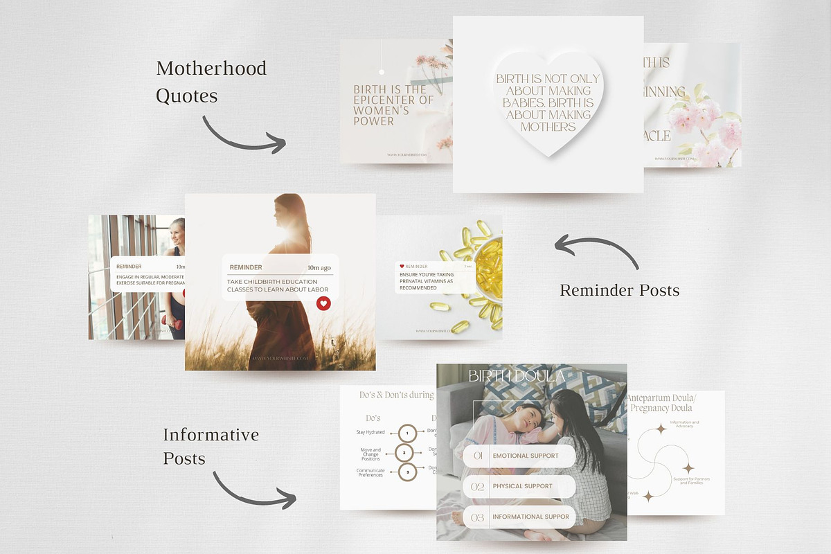 Doula Instagram Post Template, a Social Media Template by CreativeTempHub (Photo 3 of 8)