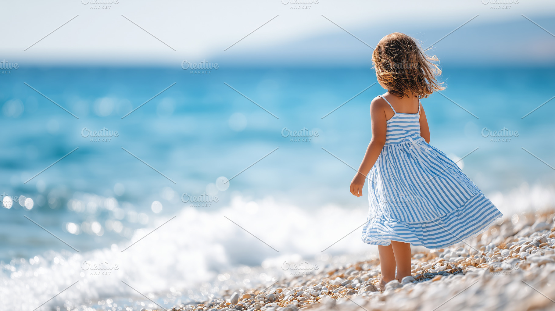 Little girl in a blue striped dress, a Person Photo by MistyDay