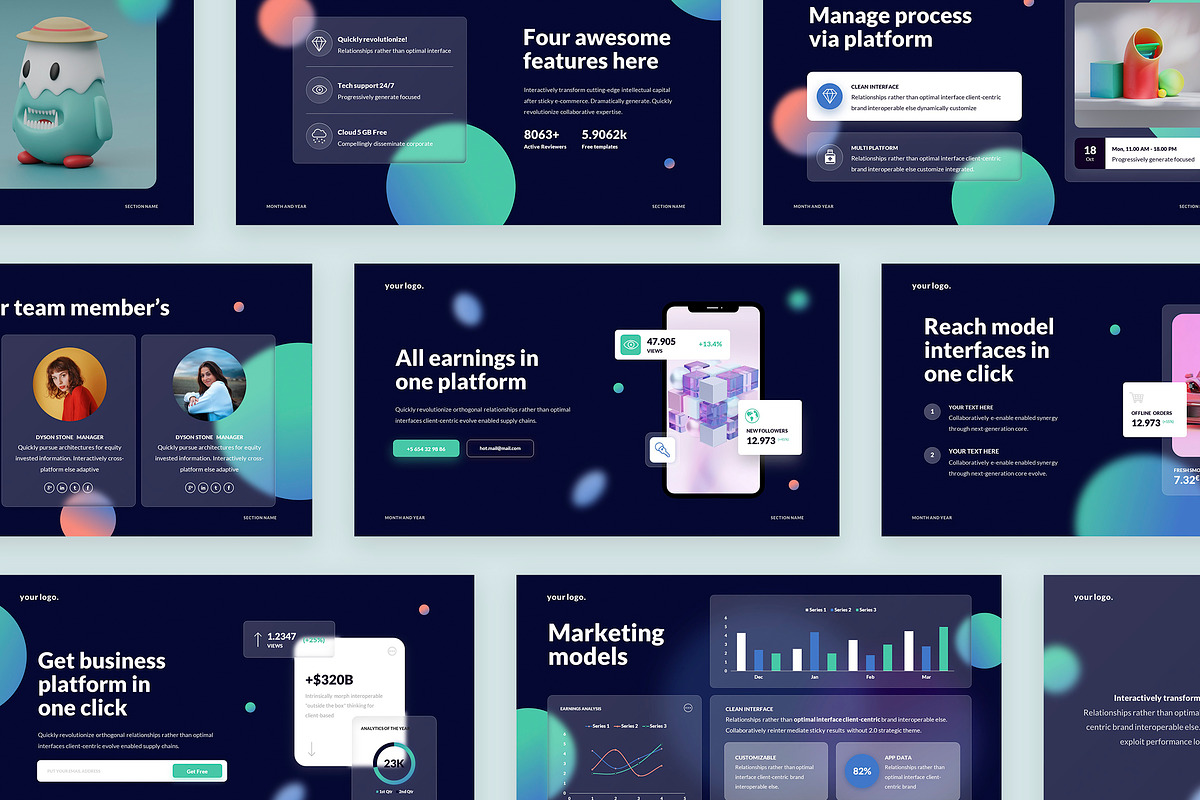Glassmorphism PowerPoint Presentatio, a Presentation Template by Pixel_Vision_Store (Photo 1 of 5)