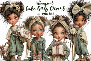 Whimsical Cute Girls Watercolor Clip, a Graphic by Libby Wishes