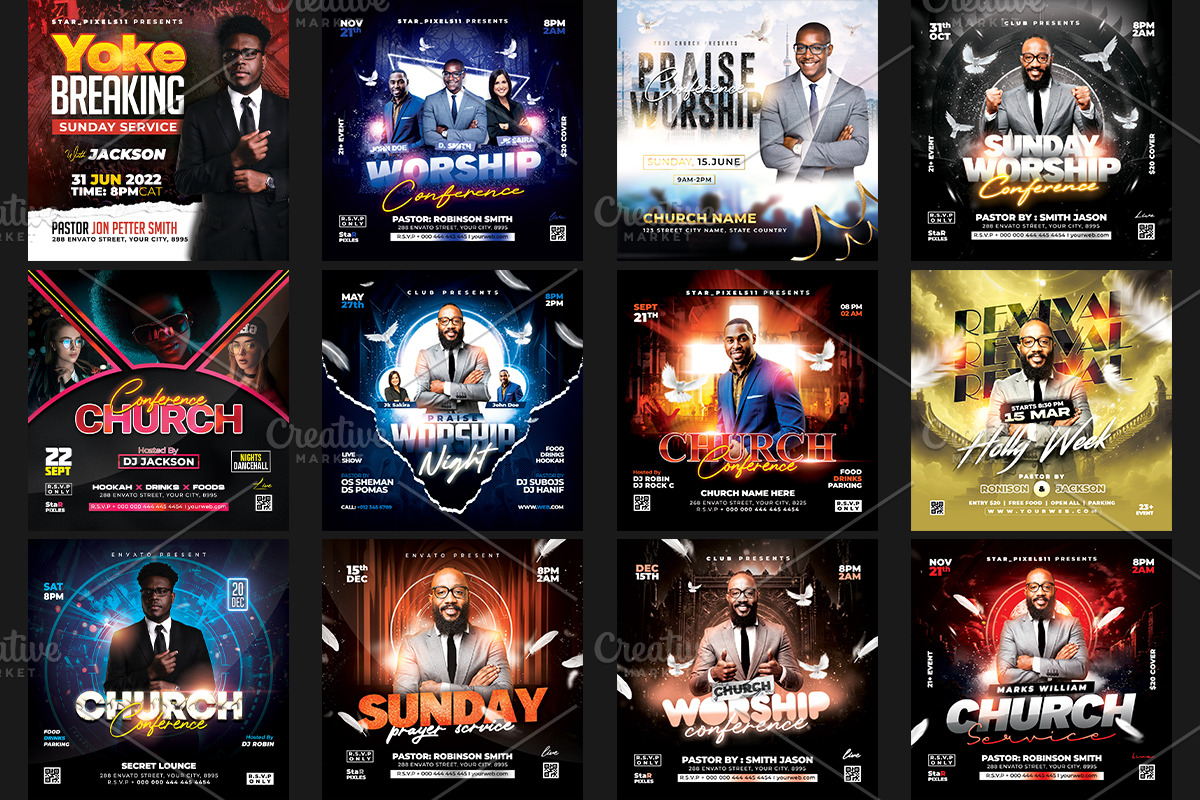 20 Church Flyers Bundle, a Flyer Template by StarPixles11 (Photo 2 of 15)