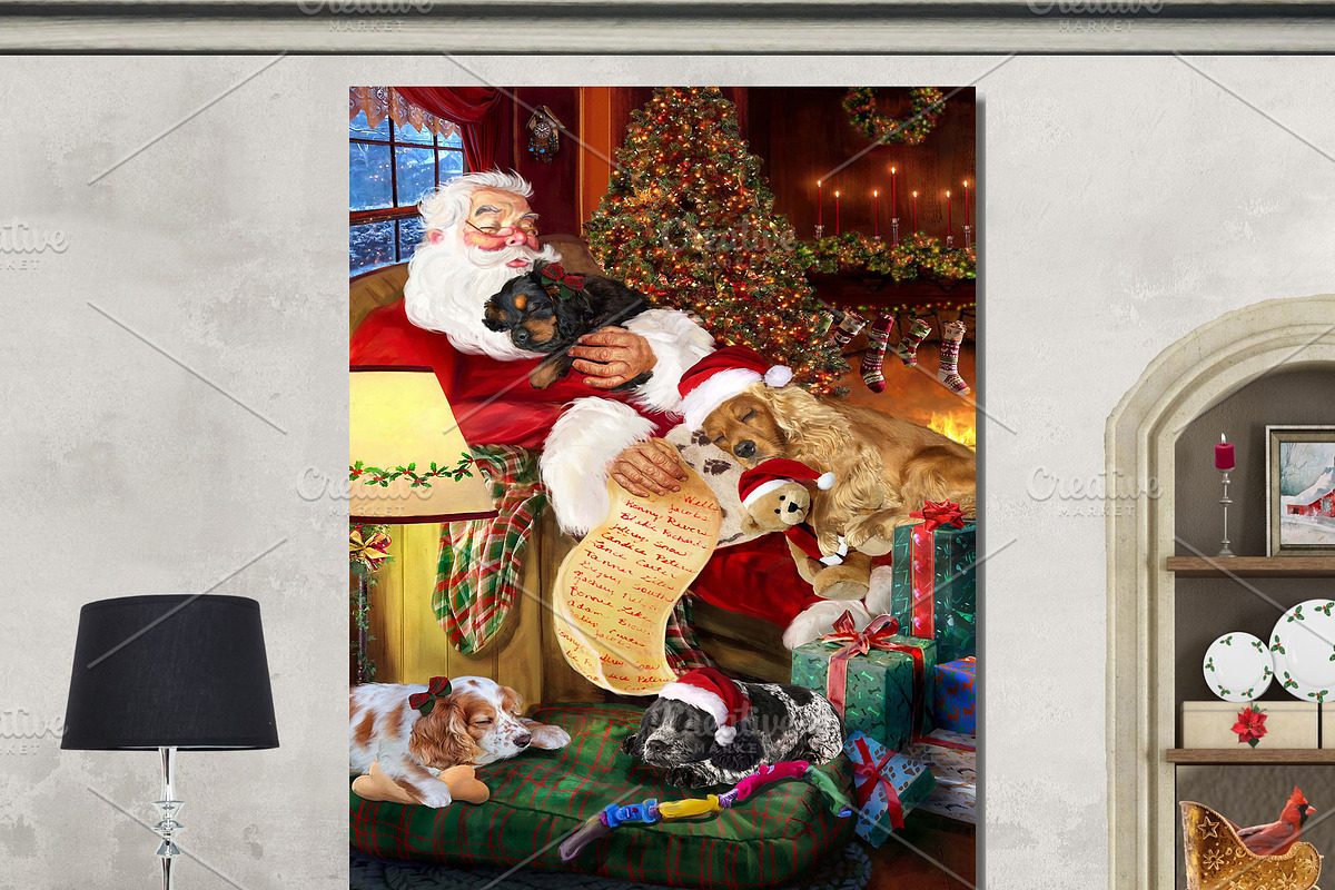 Cocker Spaniel Dog Xmas Santa Decor, an Animal Illustration by Art Paradise Studios (Photo 2 of 3)