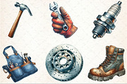 Watercolor Mechanic Clipart, an Illustration by Rose Art (Thumbnail 3 of 5)