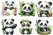 Watercolor Panda with Bamboo Clipart, an Animal Illustration by Designworld (Thumbnail 2 of 6)
