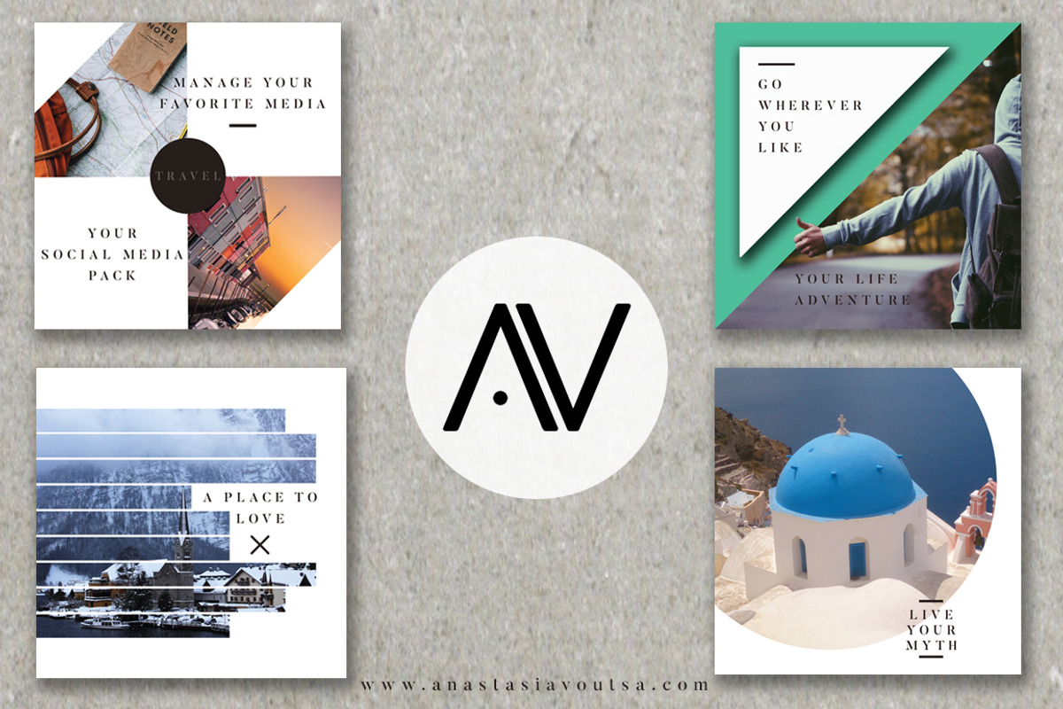 4 Instagram PSD Travel Templates, a Templates & Theme by Anastasia_avgr