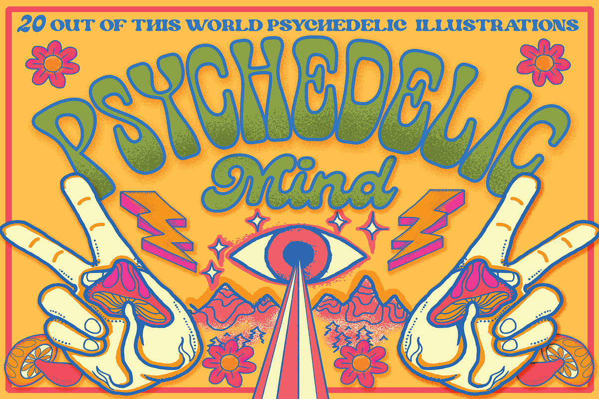 Psychedelic Mind Clipart Set, a Decorative Illustration by Phosphorus Design Co. (Photo 1 of 8)
