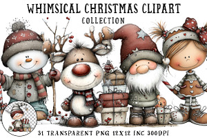 Whimsical Christmas Clipart Bundle, an Illustration by OK Design
