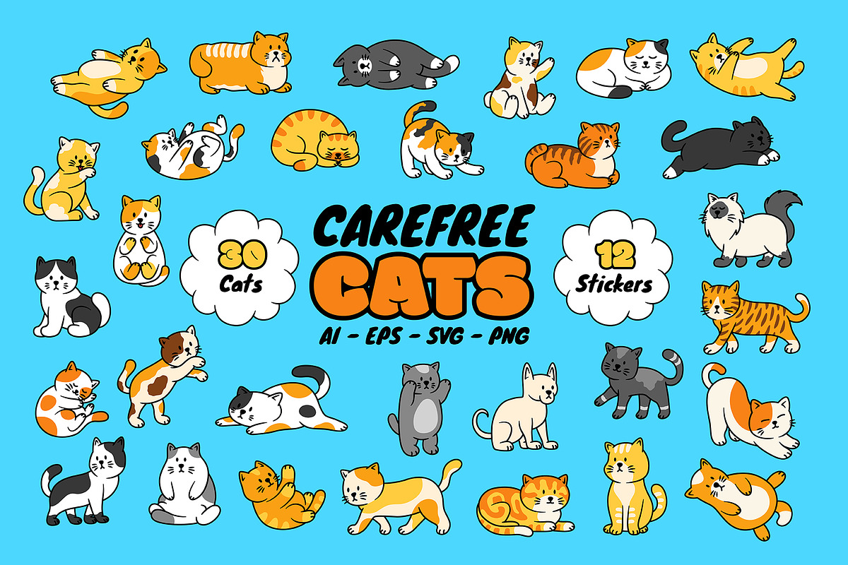Carefree Cats, an Animal Illustration by The Isian (Photo 1 of 7)