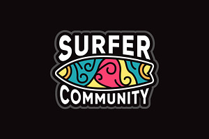 Colorfull Ethnic Surfer Club Logo