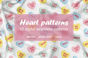 Valentine seamless patterns set