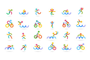 Triathlon Icons-swim, Run, Cycle