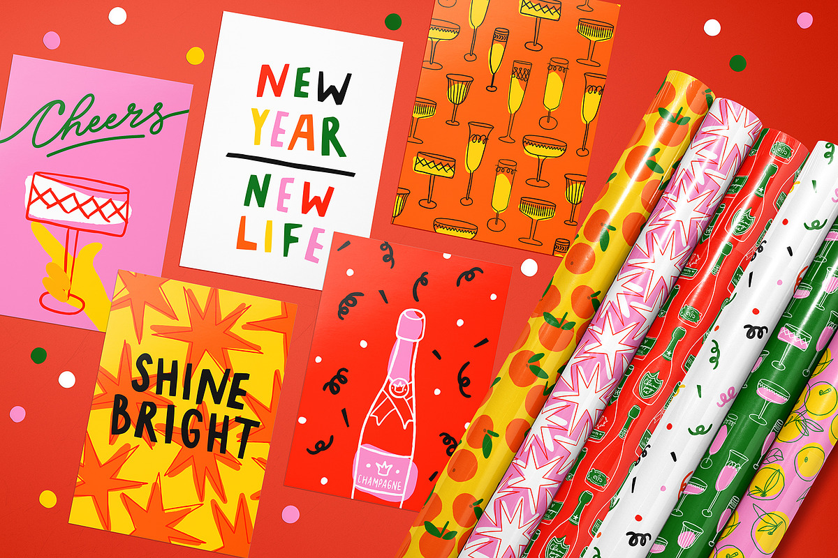 CHAMPAGNE & TANGERINES-patterns pack, an Illustration by Yashroom (Photo 4 of 6)